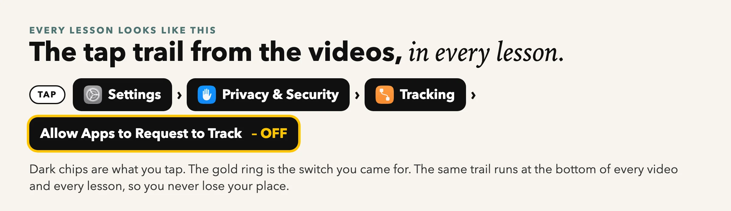 Every tap shown on screen with the tap trail